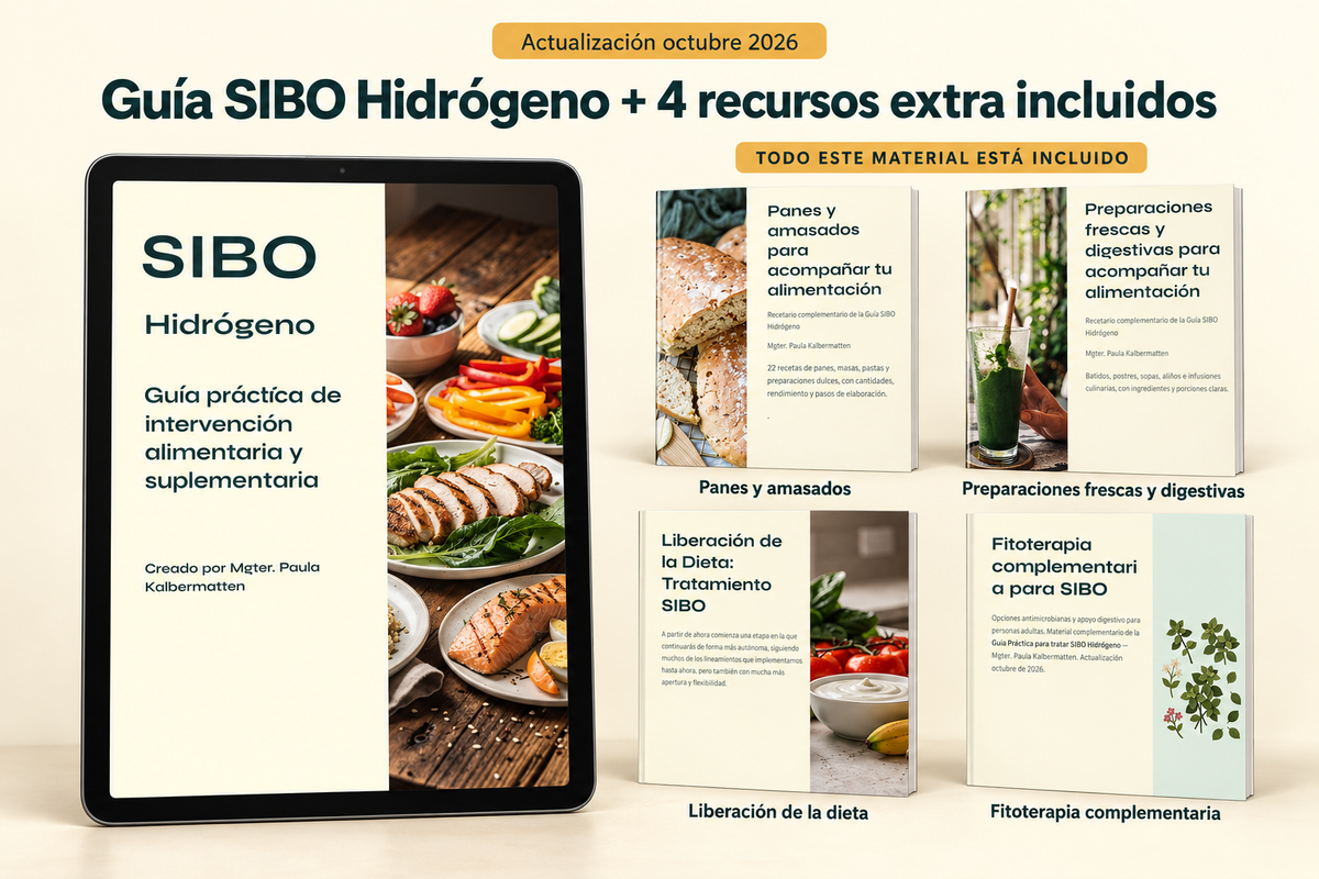Guía práctica para tratar SIBO hidrógeno + Guía fitoterapica + Guía de mantenimiento + Recetarios